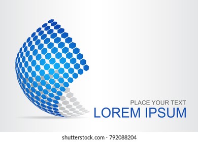 Logo stylized spherical surface with abstract shapes. This logo is suitable for global company, world technologies, media and publicity agencies 