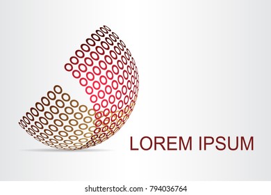 Logo stylized spherical surface with abstract shapes. This logo is suitable for global company, world technologies, media and publicity agencies 