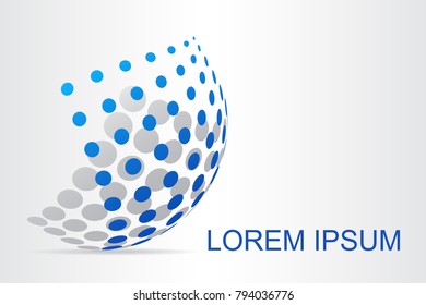 Logo stylized spherical surface with abstract shapes. This logo is suitable for global company, world technologies, media and publicity agencies 