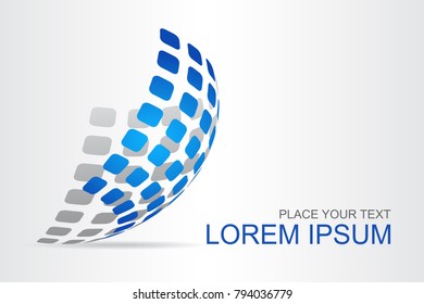 Logo stylized spherical surface with abstract shapes. This logo is suitable for global company, world technologies, media and publicity agencies 