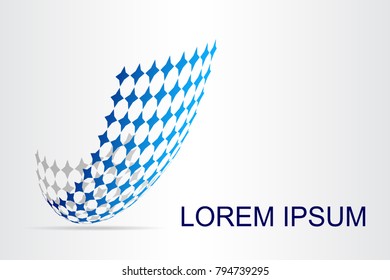 Logo stylized spherical surface with abstract shapes. This logo is suitable for global company, world technologies, media and publicity agencies 
