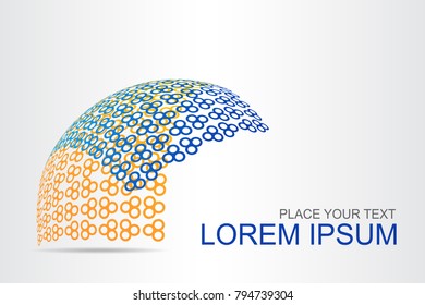 Logo stylized spherical surface with abstract shapes. This logo is suitable for global company, world technologies, media and publicity agencies 