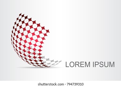 Logo stylized spherical surface with abstract shapes. This logo is suitable for global company, world technologies, media and publicity agencies 