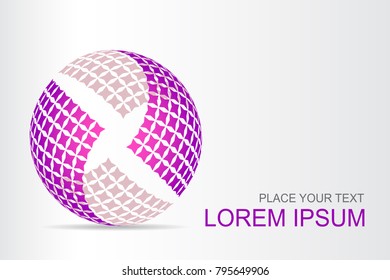 Logo stylized spherical surface with abstract shapes. This logo is suitable for global company, world technologies, media and publicity agencies 