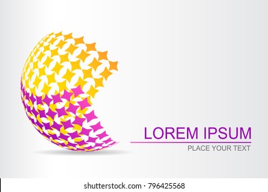 Logo stylized spherical surface with abstract shapes. This logo is suitable for global company, world technologies, media and publicity agencies 