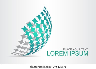 Logo stylized spherical surface with abstract shapes. This logo is suitable for global company, world technologies, media and publicity agencies 