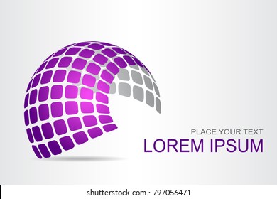 Logo stylized spherical surface with abstract shapes. This logo is suitable for global company, world technologies, media and publicity agencies 