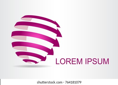 Logo Stylized Spherical Surface With Arrows. This Logo Is Suitable For Global Company, World Technologies, Media And Publicity Agencies 