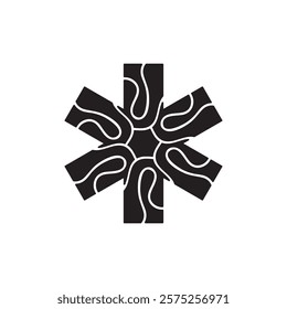 The logo is a stylized Star of Life, a widely recognized symbol for emergency medical services.  The design incorporates an organic, textured pattern within the star's form, suggesting growth