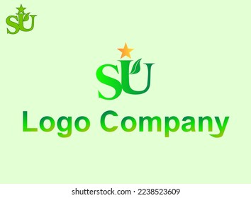 Logo SU or SIU Letter shape monogram style with leaf concept