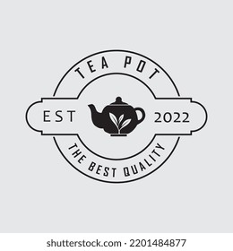 un logotipo adecuado para una tienda que vende té con hojas y una tetera