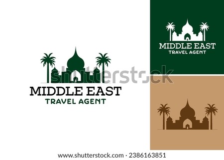 Logo suitable for a travel agency based in the Middle East. It represents the essence of the region's culture and destinations, enticing customers to explore and book their travel experiences.