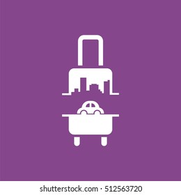 logo with suitcase, car and city. Vector design logo. Vector illustration