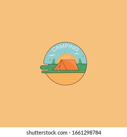 logo summer camping flat art