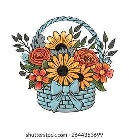 logotipo flores de verão buquês vetor busket