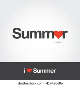 Logo summer with heart. Editable vector logo design. 