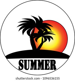 logo summer, sun, palm trees