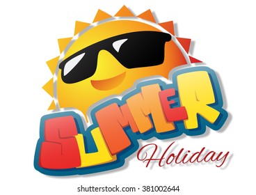 logo summer sun with sunglasses