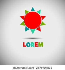 Logo sun hand drawn. Not AI, Vector illustration.