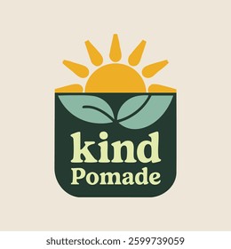 Logo with sun, leaves, and text