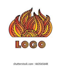 the logo of the sun . Line drawing,Doodle, zentangle. vector illustration