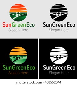 Logo Sun and nature green eco  - logos