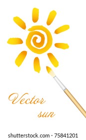 Logo - Sun and paintbrush isolated on white background