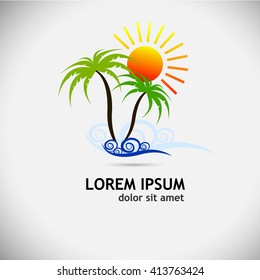 logo sun and palm trees. Vector