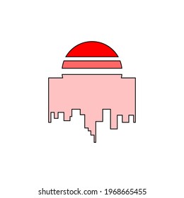 Logo de la puesta de sol en la ciudad