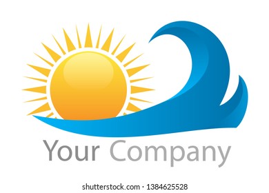 Logo sun and water,  logotype for your company. 