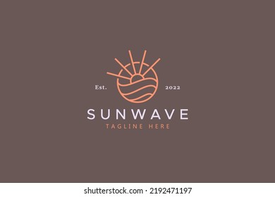 Logo Sun and Wave Geometric Modern Minimalist Concept.