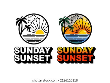Logo Sunday Sunset Vector Illustration Template with Simple Elegant Design Good for Any Industry