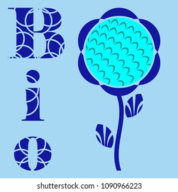 Logo sunflower. Bio emblem. Vector illustration.
