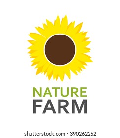 Logo with Sunflower, Vector Illustration with caption isolated on white background.
