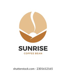 Logo for sunrise coffee with a coffee bean logo design vector illustration