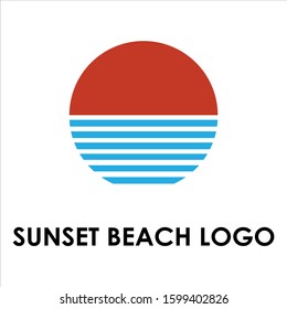 Logo sunset beach circle icon