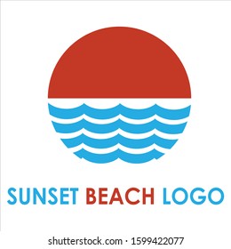 Logo sunset beach circle icon