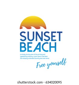 Logo Sunset beach, sea horizon