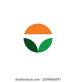 Logo puesta del sol y deja diseño único con fondo en blanco
