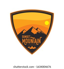 logo sunset mountain vector design