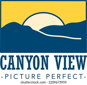 Logo of a sunset over a mountain