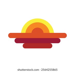 Logo sunset unique design with blank background