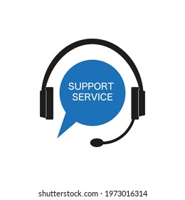 Logo support service. Headphone icon. Support. Call center symbols. Service concept symbols.