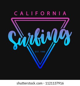 logo surf,  print on t-shirt, venice beach, print on surfing theme, vector image 