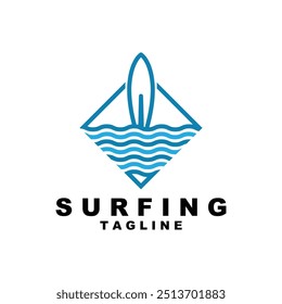 Logo Surfing Beach Vector Illustration Template