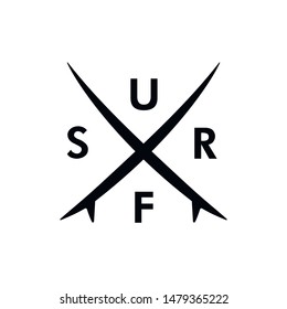 Logo surfing. Surfboard icon. Labels and emblems. Surf t-shirt design. 