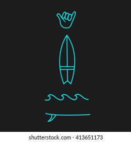 Logo surfing.  surfboard line icon for web, mobile and info-graphics. 
