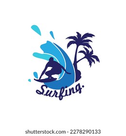 logo surfing vector template illustration