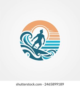 logo surfing vector template illustration ideas