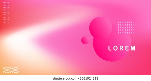 El logotipo está rodeado de círculos y el fondo es una mezcla de rosa y naranja, diseño moderno